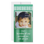Green New Baby Joy Announcement photo cards
