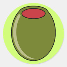 Green olive round stickers