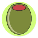 Green olive round stickers