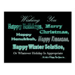 Green on black Multi Holidays Post Card