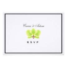Green Orchid RSVP Card Personalized Invitation