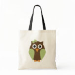 Green Owl & A Bow Tote Bags