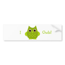 Green Owl Bumper Stickers