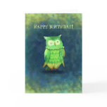 Green Owl Greeting Card(customisable)