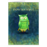 Green Owl Greeting Card(customisable)
