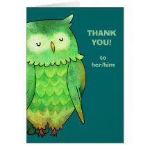 Green Owl Greeting Card(customisable)