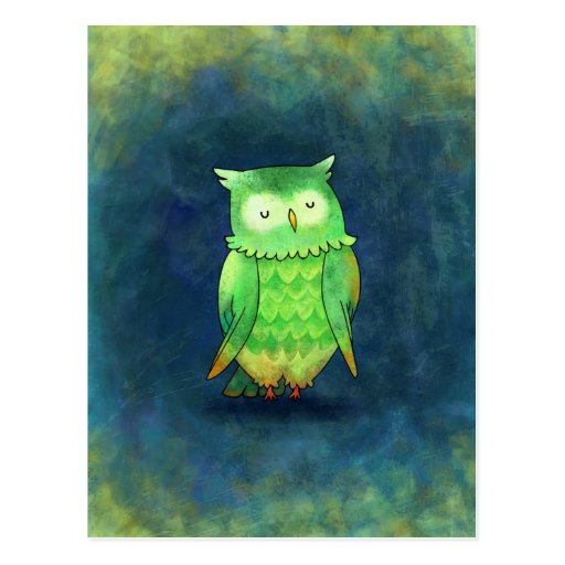 Green Owl Postcard