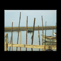 Green Oyster Boat Wrapped Canvas Print canvas prints