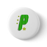 green P monogram Pinback Button