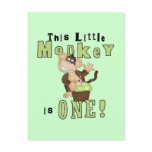 Green Party Monkey 1st Birthday Tshirts and Gifts postcards