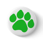 Green Paw Print Button