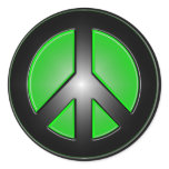 Green peace sign round stickers