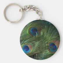 Green Peacock Feathers Key Chains