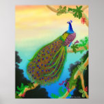 Green Peacock Poster posters