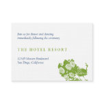 Green peacock wedding reception enclosure cards business card template