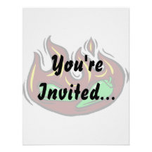 green peppers in flame graphic personalized invitations