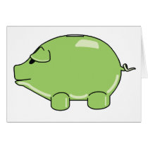 Green Pig Greeting Card