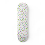 Green Pink and Blue Pastel star pattern on white Skateboards