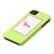 Green & Pink Dachshund case Case-Mate iPhone 4 Case