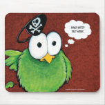 Green Pirate Bird Thought Bubble Mousepad
