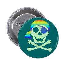 Green Pirate Skull Buttons