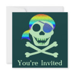 Green Pirate Skull Invitations