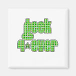 Green Plaid Geek 4ever Fridge Magnets