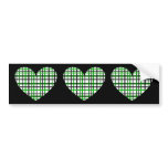 Green Plaid Hearts bumper stickers