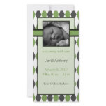 Green Plaid Photo Card Birth Announcement