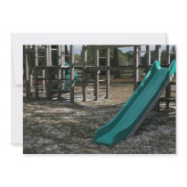 Green Playground slide, wood jungle gym Personalized Announcement