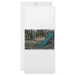 Green Playground slide, wood jungle gym rack cards