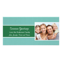 Green Polka Dot  Holiday Christmas Card Photo Greeting Card