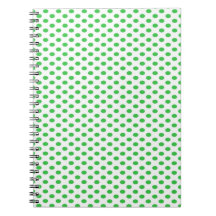 Green Polka Dots on White Notebook