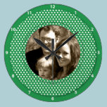 green polkadot picture frame wall clocks