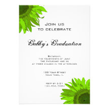 Green Pop Art Flower Graduation Party Invitation