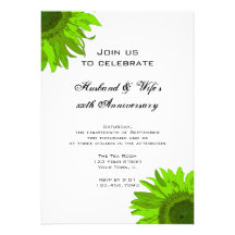Green Pop Art Flower Wedding Anniversary Party Invite