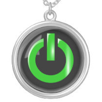 Green Power Button Necklace