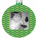Green Printed Christmas Ball Photo Ornament Frame photo sculptures