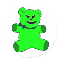 Green Psycho Teddy Sticker