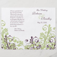 Green & Purple Abstract Floral Wedding Program Flyer Design