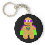 green/purple gingerbread man super hero key-chain keychains