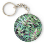 GREEN & PURPLE LEAVES by SHARON SHARPE keychains