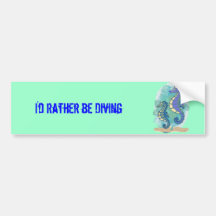 Green & Purple Seahorses in the Ocean Bumper Stickers