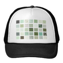 Green quilt mosaic pattern mesh hats