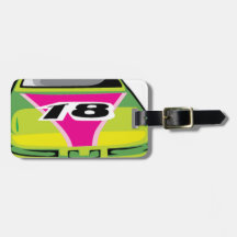 green race car tag for luggage
