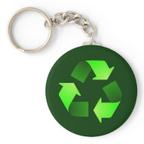 Green Recycling Symbol Keychain