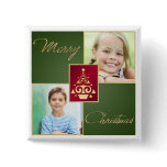 Green, Red, Gold Christmas Tree Photo Button