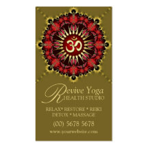 Green Red NewAge Gold OM Sign Yoga Business Cards