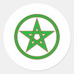 green red pentacle round sticker