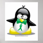 Green Ribbon Penguin Poster